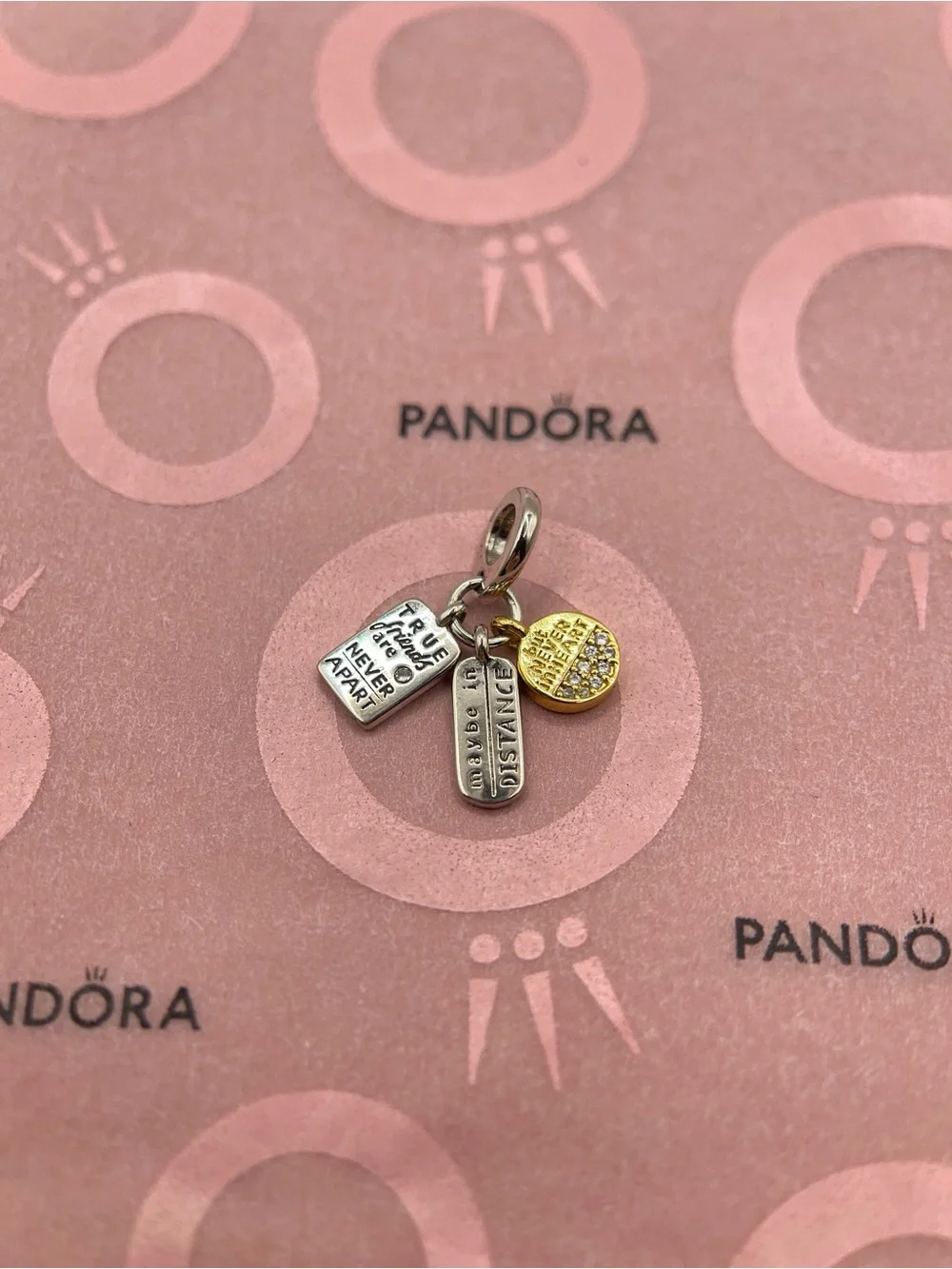 Pandora Friendship Triple Dangle Two-Tone Sterling Silver Charm 762243C01